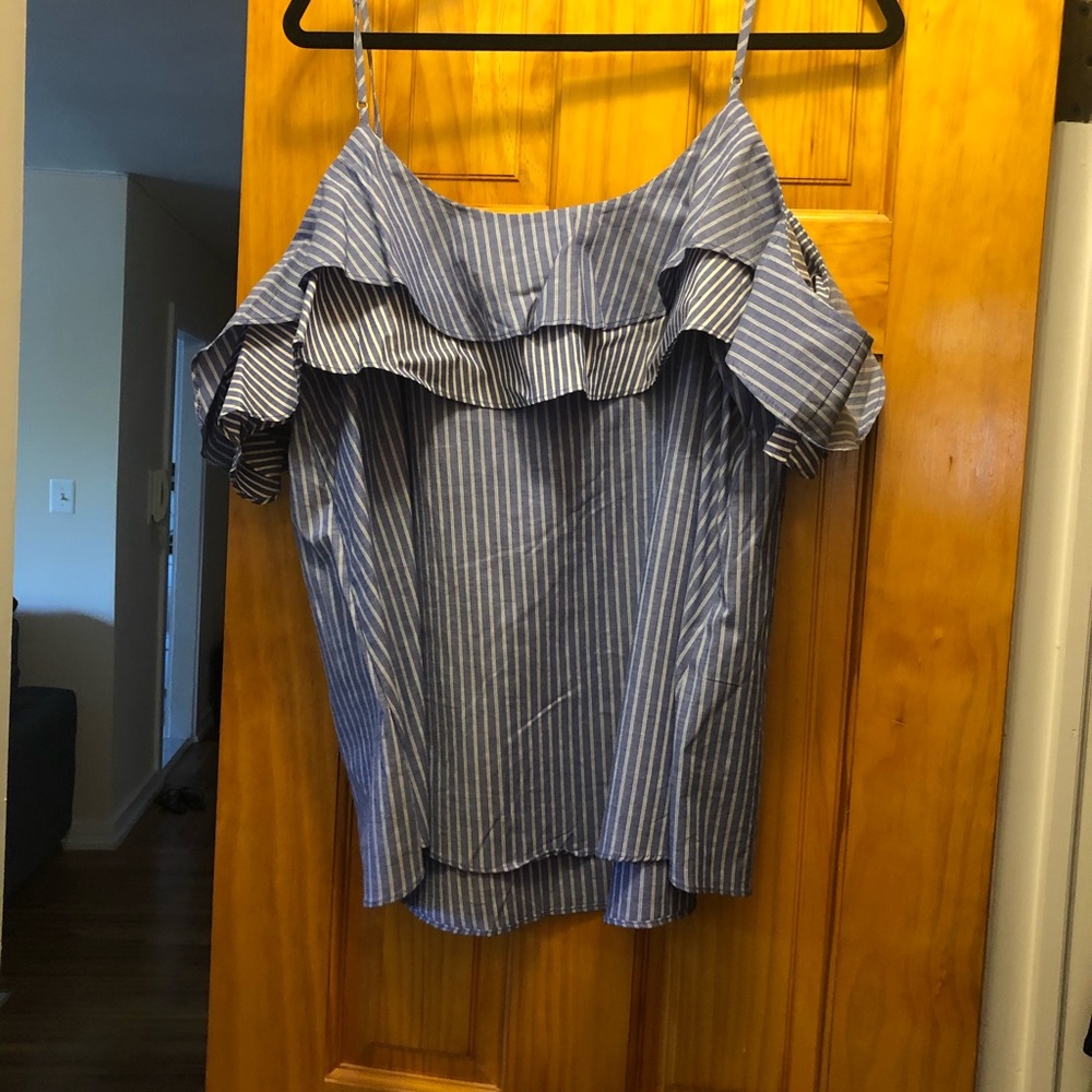 Blue and white stripe off shoulder top size xxl - Picture 4 of 4